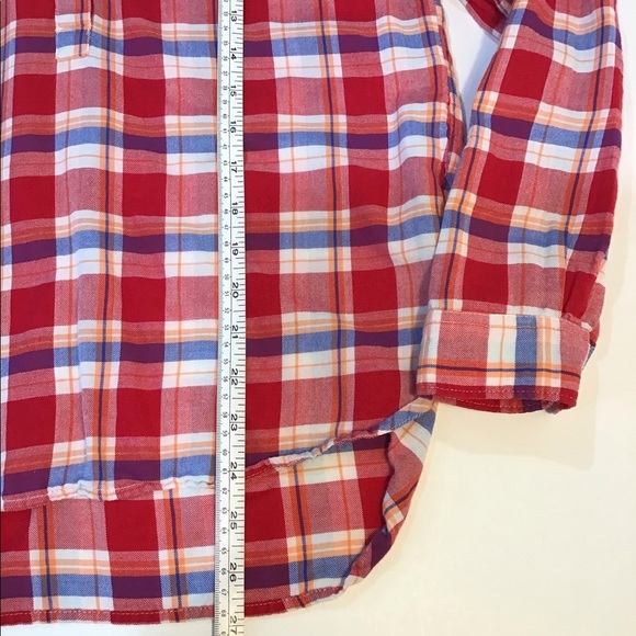 GAP Red Plaid Boyfriend Fit Flannel Shirt - Picture 5 of 6